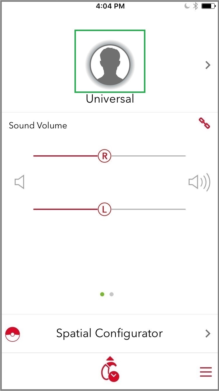 On the start page of the app, if the ring around the hearing program icon shimmers, this indicates that the myControl App motion sensor is active.